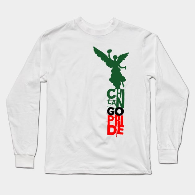 Chilango Pride Logo Mexican Flag Version Long Sleeve T-Shirt by chilangopride